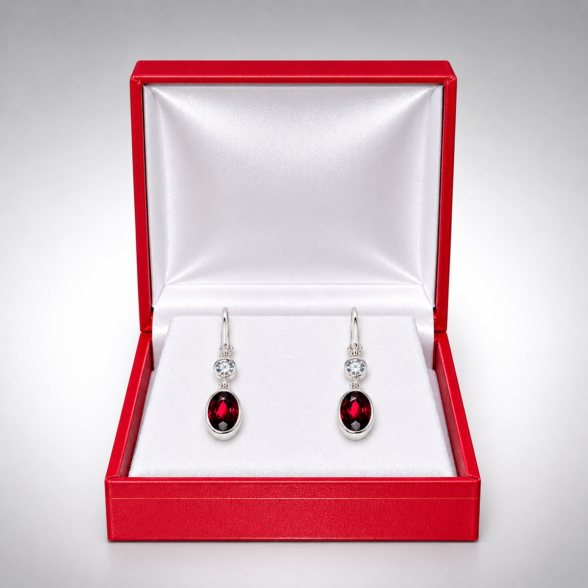 Crimson Brilliance Garnet & White Sapphire Earrings