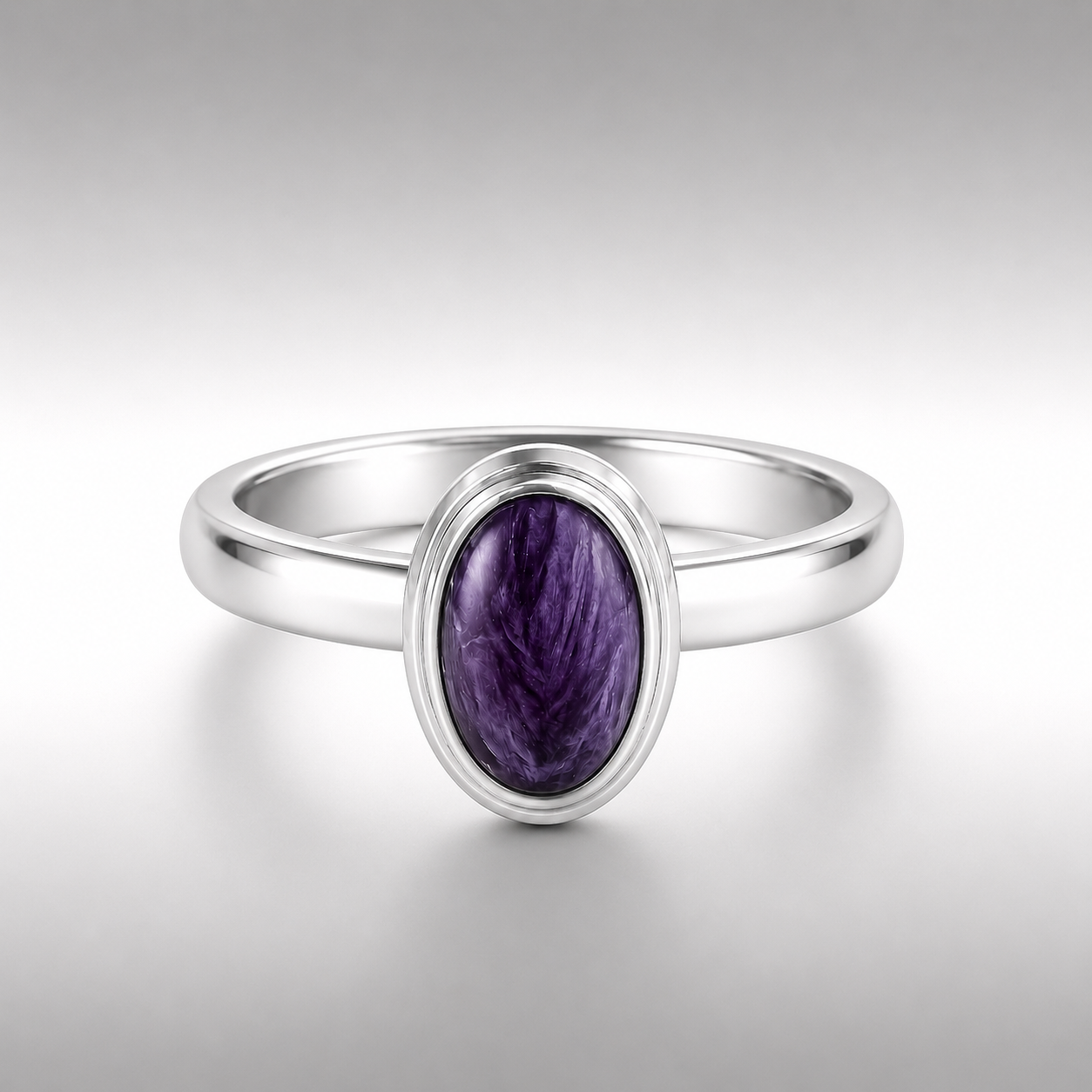Charoite Fine Silver Ring