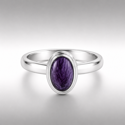 Charoite Fine Silver Ring