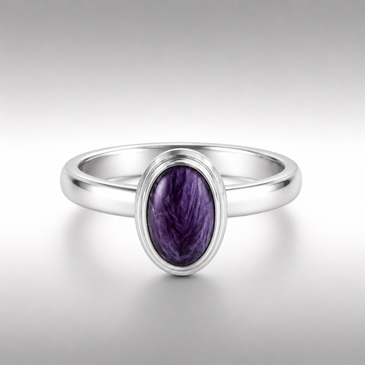 Charoite Fine Silver Ring