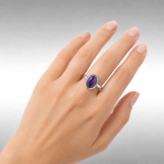 Charoite Fine Silver Ring