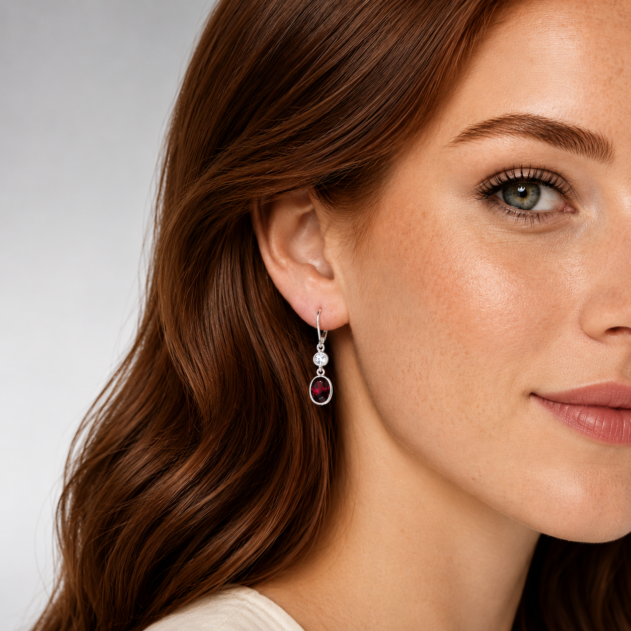 Crimson Brilliance Garnet & White Sapphire Earrings