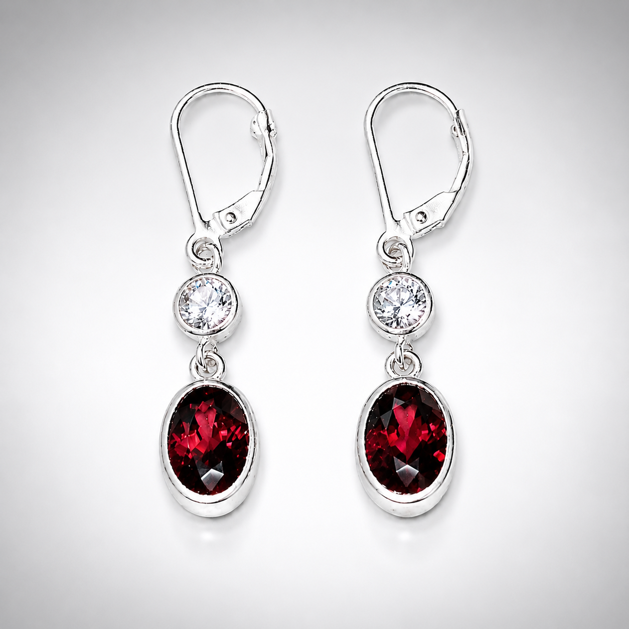 Crimson Brilliance Garnet & White Sapphire Earrings