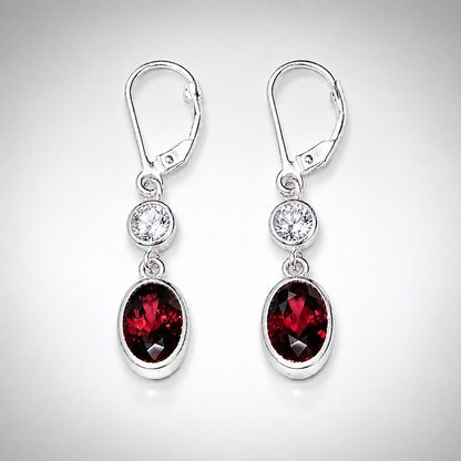 Crimson Brilliance Garnet & White Sapphire Earrings
