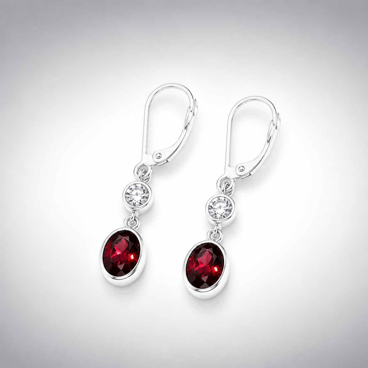 Crimson Brilliance Garnet & White Sapphire Earrings