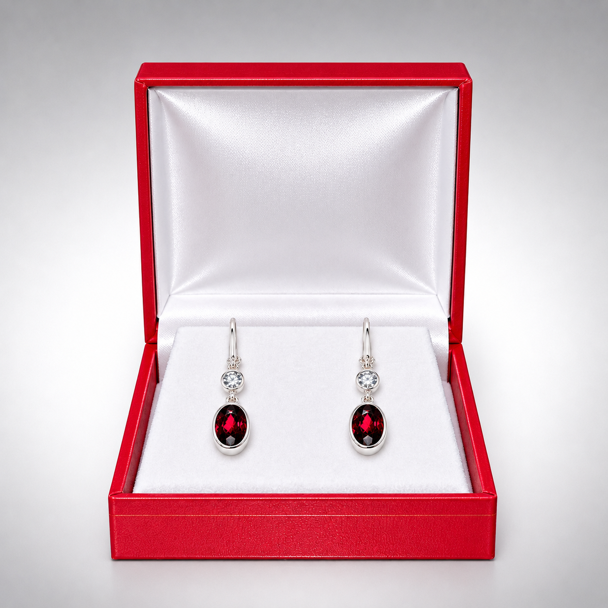 Crimson Brilliance Garnet & White Sapphire Earrings