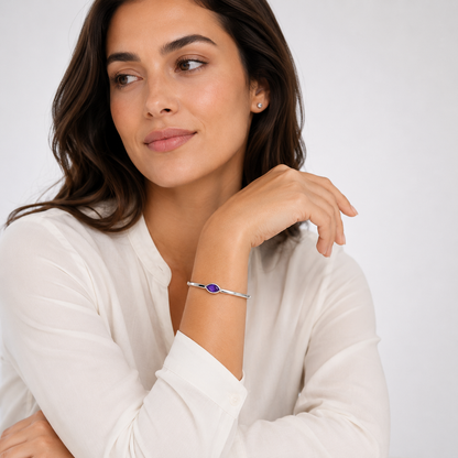 Amethyst & Fine Silver Marquise