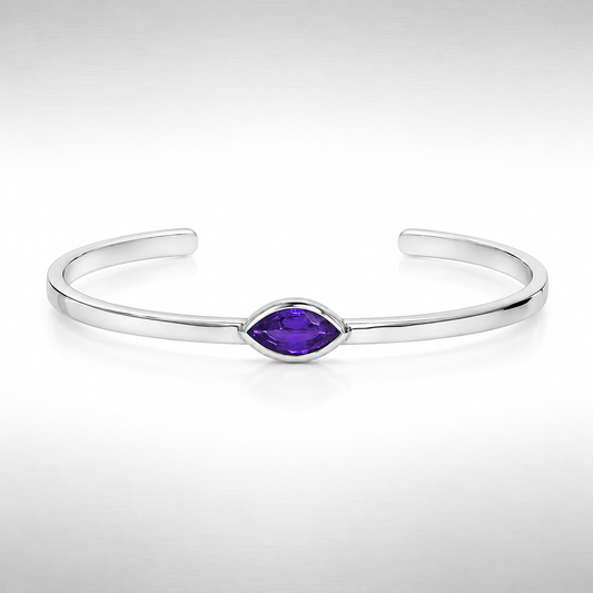 Amethyst & Fine Silver Marquise