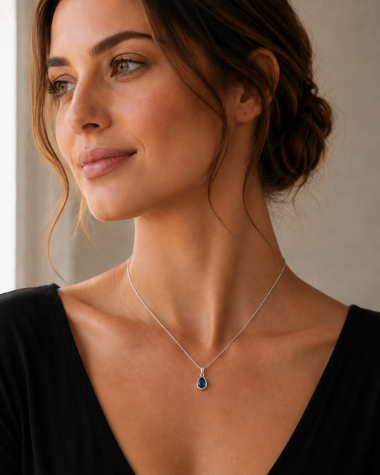 Minimalist London Blue Topaz pendant