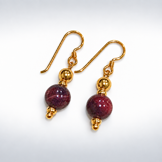 Caramel to RedTiger’s Eye Earrings Set with 14K Gold Accents