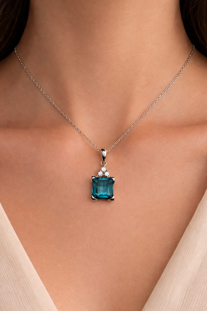 Natural Teal Sapphire Necklace
