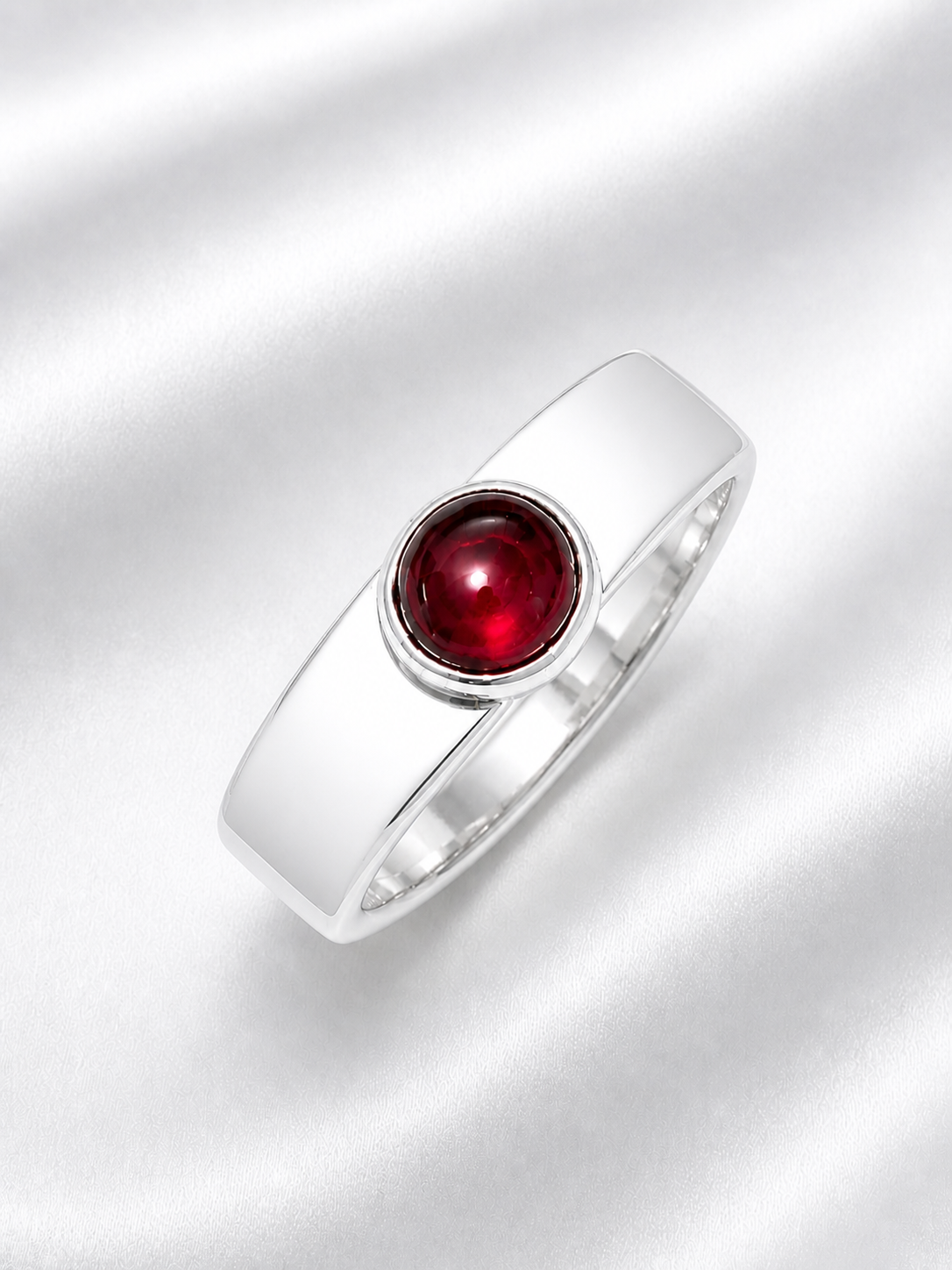 Garnet and .999 Fine Silver Ring