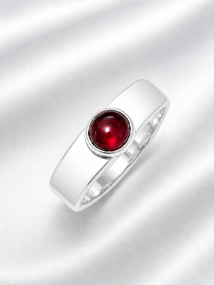 Garnet and .999 Fine Silver Ring