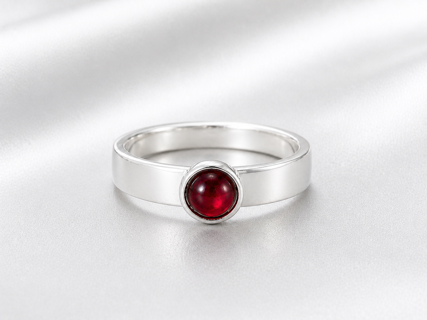 Garnet and .999 Fine Silver Ring