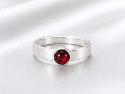 Garnet and .999 Fine Silver Ring