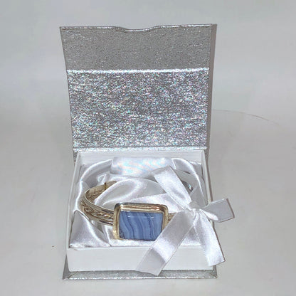 Blue Lace and Sterling Silver Cuff Bracelet