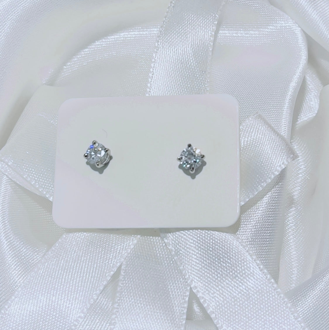 Moissanite and White Gold Stud Earrings - Custom Orders Available