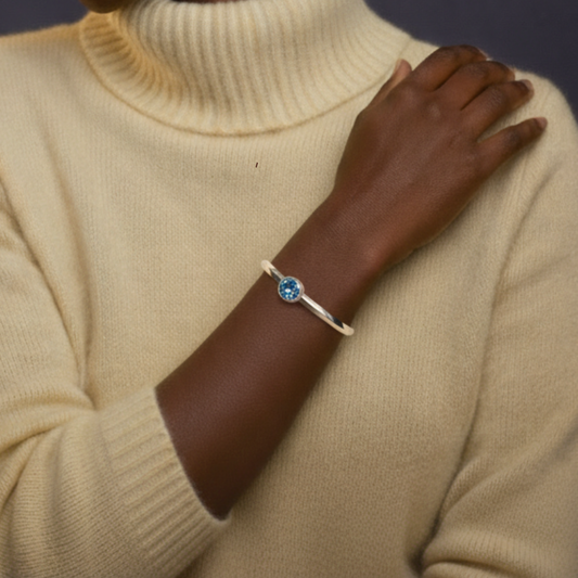 London Blue Topaz Cuff Bracelet - Custom Orders Available