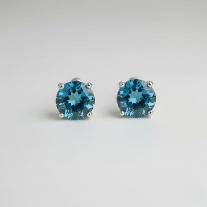 London Blue Topaz Stud Earrings - Custom Orders Available