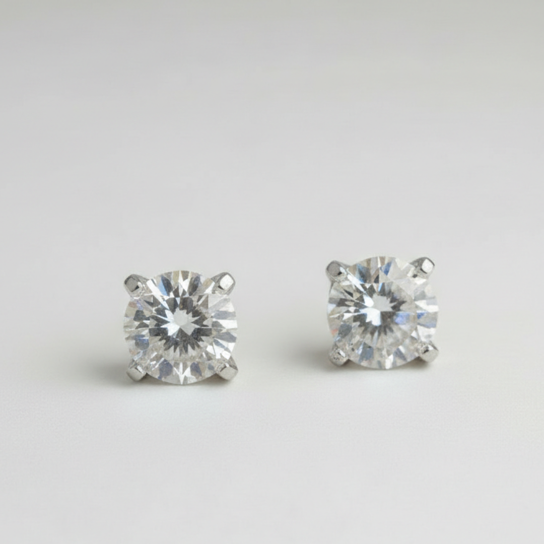 Moissanite and White Gold Stud Earrings - Custom Orders Available