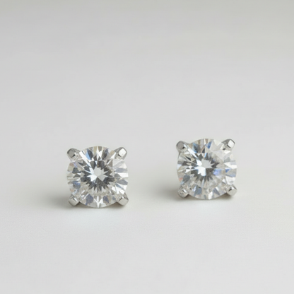 Moissanite and White Gold Stud Earrings - Custom Orders Available