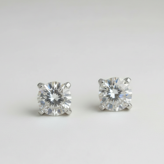 Moissanite and White Gold Stud Earrings - Custom Orders Available