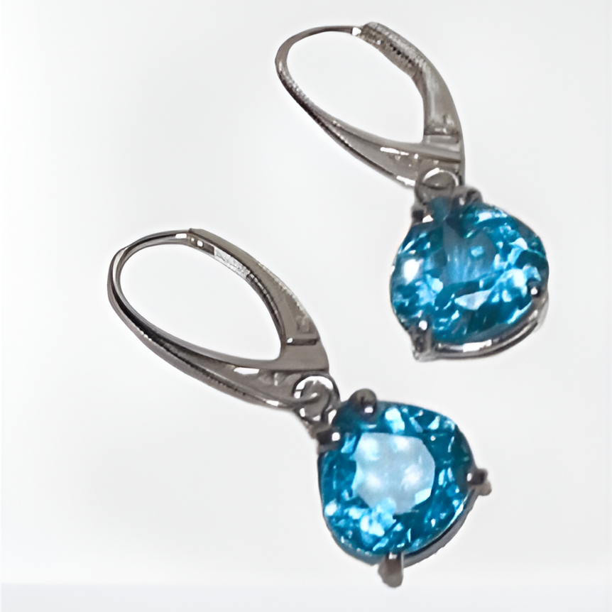 Parti Sapphires Blue-Green Heart Shaped Earrings
